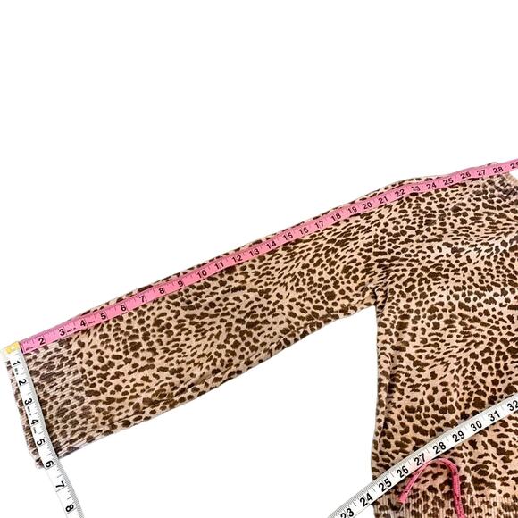 Monrow Mock Neck Cotton Cashmere Leopard Leo Print Belled Long Sleeve Sweater XS - Picture 9 of 9